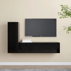 Set Di Mobili Porta Tv 3 Pz Nero İn Legno Multistrato /