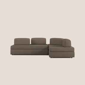 Liberty divano angolare con pouf estraibile e schienali movibili in tessuto morbido impermeabile T02