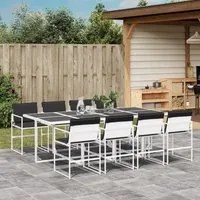 Set da Pranzo da Giardino 9 pz con Cuscini Bianco in Textilene 3295105