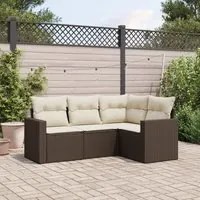 Set Divano da Giardino 4 pz con Cuscini Marrone in Polyrattan 3251250