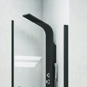 Kamalu - porta doccia 90cm con telaio nero opaco vetro trasparente nico-c3000