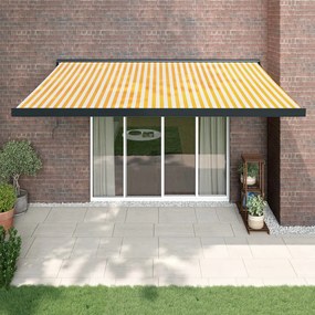 Tenda Retrattile Gialla E Bianca 4,5x3 M İn Tessuto E Alluminio /