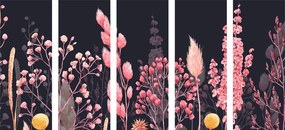 Quadri 5 pezzi – Pittura a olio di fiori selvatici