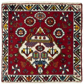 Shiraz Tappeto persiano 70 x 70 Rosso (Iran) Annodato A Mano