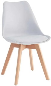 Sedia Nordik Wood in polipropilene con cuscino – Struttura in legno, bianca