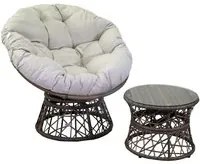 Poltrona alluminio polyrattan Baltimorapapasan con cuscino e tavolino