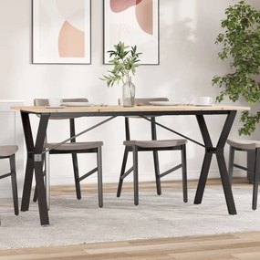 Tavolo Da Pranzo Telaio A Y 140x80x75 Cm Legno Pino E Acciaio /