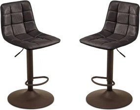 Sgabello girevole in ecopelle Marrone e struttura in metallo Arca 2 pezzi