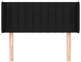 Testiera ad orecchio nera 93x16x78/88 cm in tessuto