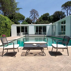 Salotto da giardino Juno OASI BY EMU antracite con cuscini in poliestere bianco per 4 persone