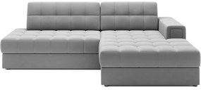 Divano angolare grigio allungabile (con penisola a destra/con chaise lounge) con rivestimento in velluto Blezalt – ELTAP