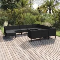 Set Divani da Giardino 11 pz con Cuscini in Polyrattan Nero cod mxl 38451