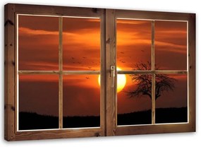 Quadro su tela, Finestra vista tramonto  Dimensioni Tappeti 120x80