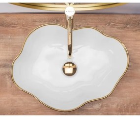 REA-U0696 - Lavabo da appoggio PEARL 38x50,5 cm ceramica/bianco lucido/oro