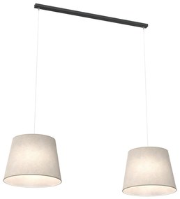 Lampadario A 2 Luci Osiride Con Paralumi In Tessuto Beige