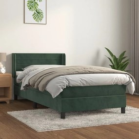 Giroletto A Molle Con Materasso Verde Scuro 100x200 Cm Velluto /