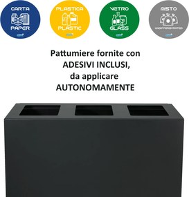 Mobile per Raccolta Differenziata 4 Scomparti 240 L 120x30x96 cm in Acciaio Verniciato Corten...