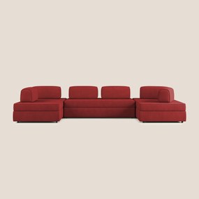 Liberty divano panoramico con pouf estraibile e schienali movibili in tessuto morbido impermeabile T02