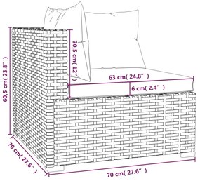 Divano a 3 Posti con Cuscini in Polyrattan Marrone