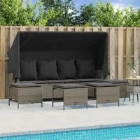 Set Divano da Giardino 5pz con Cuscini Grigio Chiaro Polyrattan 3261568