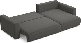 Divano angolare grigio scuro allungabile/con contenitore (con penisola a destra/con chaise lounge) con rivestimento in velluto Kapua – Makamii