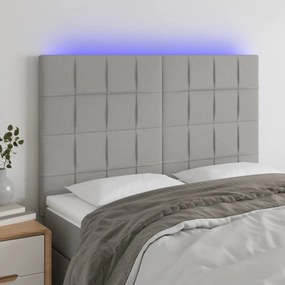 Testiera A Led Grigio Chiaro 144x5x118/128 Cm İn Tessuto /