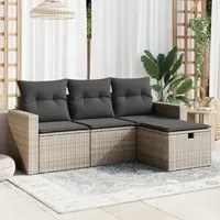 Set Divani da Giardino 4 pz con Cuscini in Polyrattan Grigiocod mxl 91787