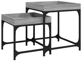 Tavolini 2 pz grigio sonoma in legno multistrato