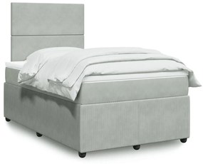 Giroletto A Molle Con Materasso Grigio Chiaro 120x200cm Velluto /