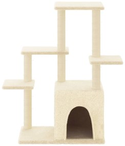 Albero per gatti con tiragraffi in sisal crema 97,5 cm