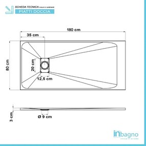 Piatto doccia in resina 80x180 cm Bianco effetto pietra Agorà