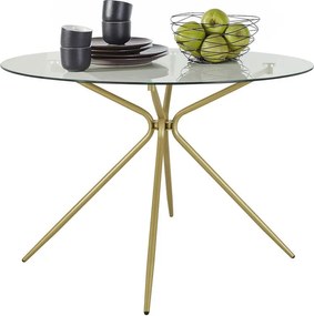Tavolo da pranzo rotondo color oro con piano in vetro ø 110 cm Silvie - Støraa