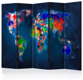 Paravento Room divider – Colorful map