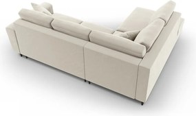 Divano angolare beige allungabile e con contenitore (con penisola a sinistra/a L) con rivestimento in velluto Kyoto – Cosmopolitan Design