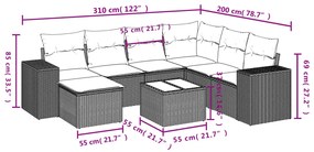 Set divano da giardino 8 pz con cuscini grigio in polyrattan