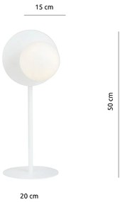 Lampada Da Tavolo Contemporanea Ippolita 1 Luce In Acciaio Bianco E Vetro Opalino