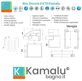 Kamalu - Box 3 lati 70x90x70 altezza 180 cristallo trasparente K410