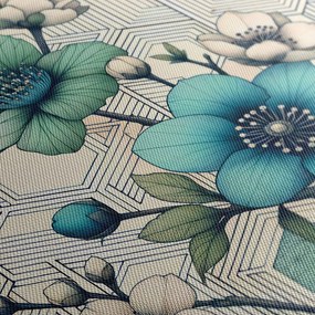 Quadro su tela – Combinazione di fiori e geometria