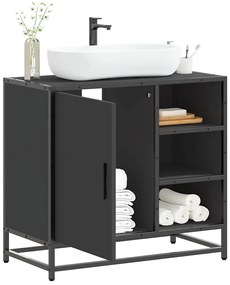 Mobile Lavabo Da Bagno Nero 65x33x60 Cm İn Legno Multistrato /