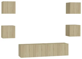 Set mobile porta tv 6 pz rovere sonoma in truciolato