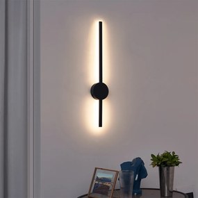 Lampada da parete moderna nera 60 cm con LED integrato - Clockwise