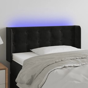 Testiera A Led Nera 103x16x78/88 Cm İn Velluto /