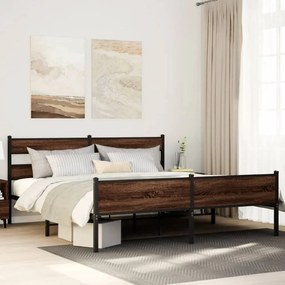 Giroletto Senza Materaso İn Metallo Rovere Marrone 180x200 Cm /