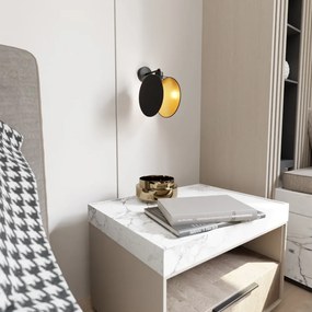 Applique da Parete in Acciaio e Tessuto MOTIF K1 E27 Colore del corpo Nero e Oro