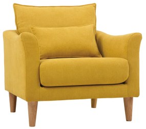 Poltrona design effetto velluto giallo senape KATE