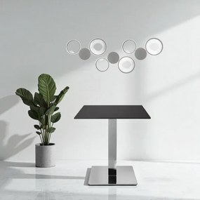 Tavolo bar pub ristorante 80x80 cm base argento Top esterno effetto marmo Nero H 75