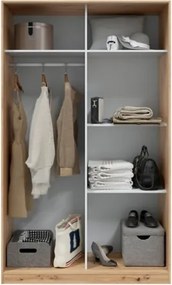 Armadio Guardaroba A 2 Ante Scorrevoli 120 Cm Con Barra Appendiabiti Rovere TOP020W