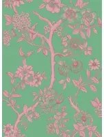Cole & Son Carta da parati Paradise Tree - Emerald and Petal Pink