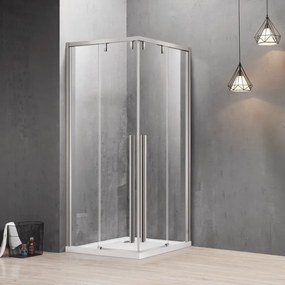 Box doccia 90x110 finitura acciaio spazzolato apertura doppio scorrevole vetro 8mm | KSA1000AS - KAMALU
