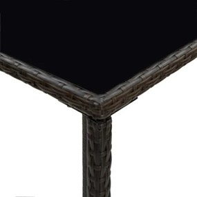 Tavolo da Bar da Giardino Marrone 70x70x110 cm Polyrattan Vetro